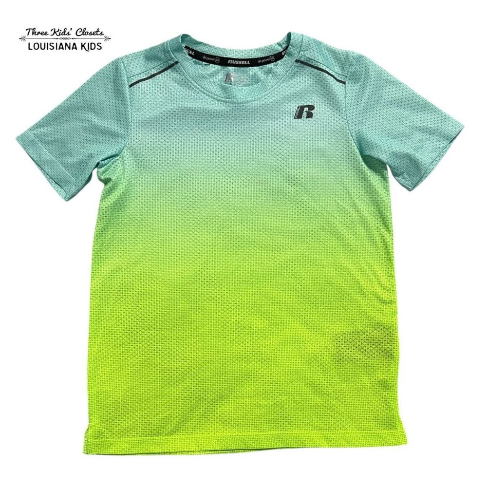 Russell 6-7Y Neon Green & Blue Ombré Athletic Shirt